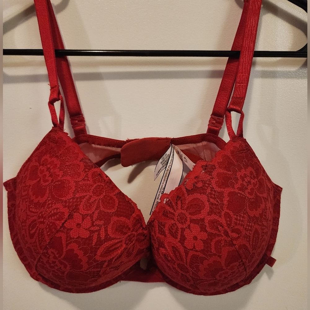 Victoria's Secret Red Lace Push Up Bra 36D